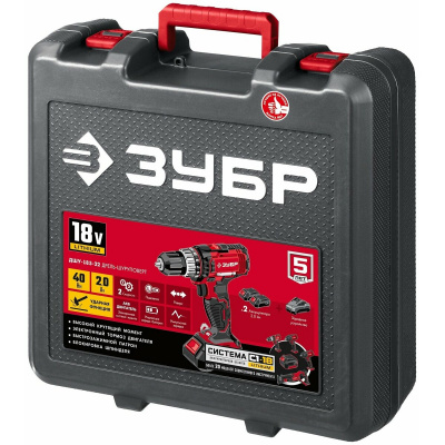Дрель-шуруповерт Зубр ДШУ-185-22 (Цвет: Red / Black)