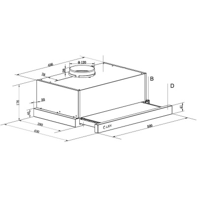 Вытяжка встраиваемая Lex HIDE 500 (Цвет: Inox)