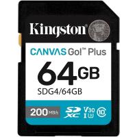 Карта памяти SDXC 64GB Kingston SDG4 / 64GB Canvas Go! Plus V30 w / o adapter, черный