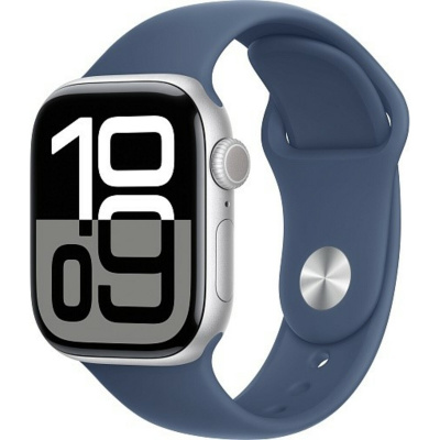 Умные часы Apple Watch Series 10 42mm Aluminum Case with Sport Band S / M (Цвет: Silver / Denim)