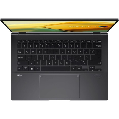 Ноутбук Asus Zenbook 14 UM3402YA-KP660 Ryzen 7 7730U 16Gb SSD1Tb AMD Radeon 14 IPS WQXGA (2560x1600) noOS, черный WiFi BT Cam Bag (90NB0W95-M014W0)