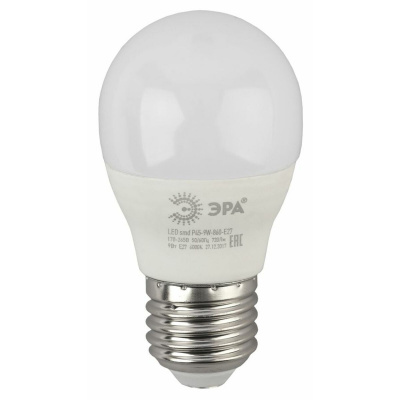 Лампа светодиодная Эра P45-9W-827-E27 9Вт цоколь:E14 6000K колба:P45 (упак.:3шт)